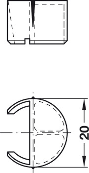 Conector de armário, Rasant-Tab, para aparafusar em furo de Ø 3 ou 5 mm