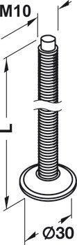 Parafuso de regulagem, Rosca M10, giratória(o), comprimento 60–120 mm
