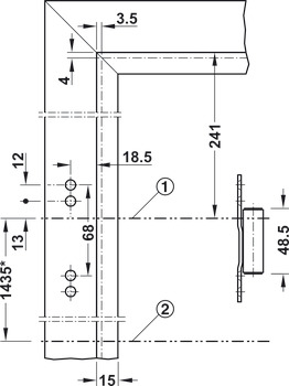 Dobradiça de cachimbo, peça do batente, Simonswerk V 8000 WF ASR, para retrofitting, para portas internas com e sem rebaixo de até 70/80 kg