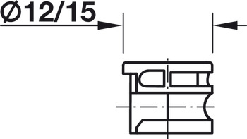Caixa do conector, Häfele Minifix 12, liga de zinco, sem borda