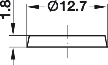 Batente para porta, DB122, autocolante, redondo, Ø 12,7 mm, altura de 1,8 mm