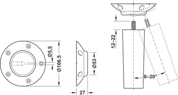 Fixador de pernas de mesa, Ajuste angular contínuo 0 – 20°