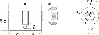 Puxador com cilindro, Perfil standard, chaves diferentes ou chaves iguais, Startec