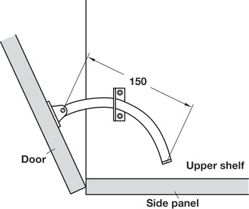 Restrição do ângulo de abertura, aço, comprimento de 150 mm