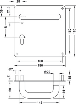 Conjunto de puxadores de porta, aço inox, Startec, PDH4102, roseta