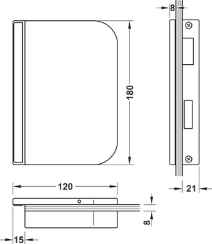 Contracaixa para porta de vidro, GHP 103, Startec