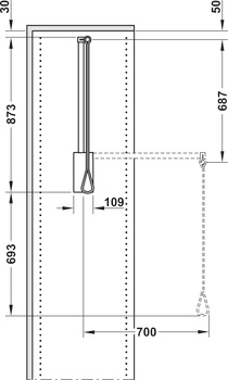 Cabideiro elevatório, Com mecanismo de amortecimento integrado, para a largura interna do armário 750–1.100 mm