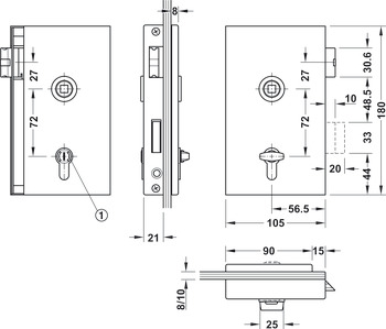 Fechadura para portas de vidro para sanitários/banheiros, GHP 203, Startec