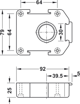 Placa de montagem, para o sistema de rodapé Häfele AXILO<sup>®</sup> 78