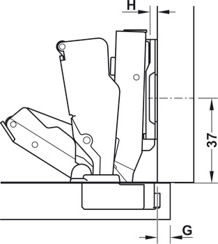 Dobradiça, Metalla 300, ângulo de abertura 105º, para portas de madeira