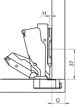 Dobradiça, Metalla 300, ângulo de abertura 165º, para portas de madeira