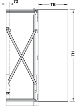 Portas de fole em madeira, HAWA Folding Concepta 25, conjunto, dobradiças com mecanismo de fecho suave