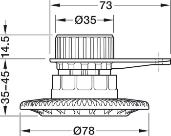 Deslizador aparafusável, com placa de montagem, para sistema de rodapé Häfele AXILO<sup>®</sup> 78