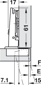 Dobradiça de caneco, Häfele Duomatic Plus 110°, montagem sobreposta