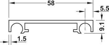 perfil de conexão, para conectar e cobrir a parte superior e inferior