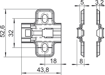 Calço de montagem em cruz, Metalla Mini SM, com sistema de fixação rápida, feita de aço