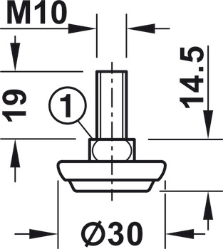 Parafuso de regulagem, Rosca M10, rígido, com base em aço