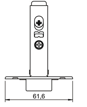 Dobradiça Metalla 110, montagem sobreposta, ângulo de abertura 105°, sistema clip-on