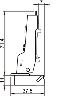 Dobradiça Metalla 110, montagem Dupla, ângulo de abertura 105°, sistema Clip-on