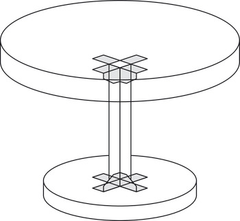 Ligação de canto, sem parafusos de montagem laterais, ferragens de mesa