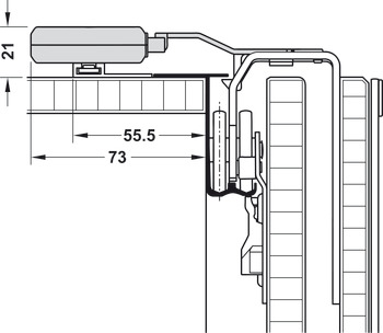 Conjunto de mecanismo de fecho automático e de fecho suave, Smuso até peso de porta máximo de 50 kg