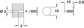 Placa para ímã, ou pulsador K Push, encaixe com pino de Ø 3 mm
