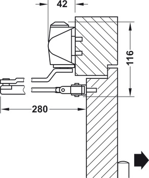 Mola de porta superior, Startec DCL 110, com montagem de braço, EN 3