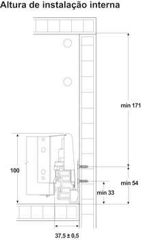 Sistema de gavetas, Hafele Alto Drawer, extração total, altura 199mm