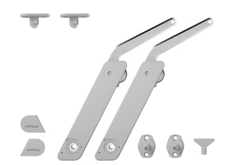 Articulador, Häfele Free Flap H 1.5, braço de suporte de metal, conjunto de 2 peças